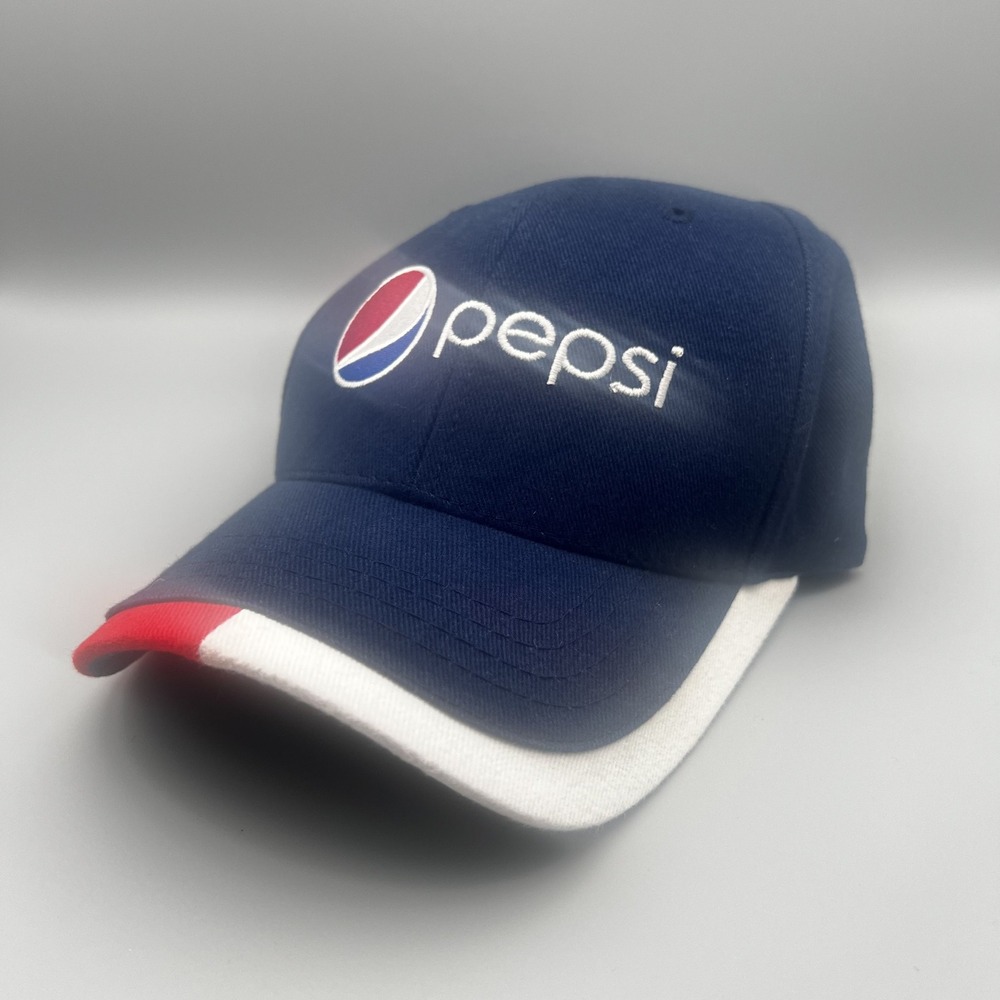 Magic Headwear Pepsi Navy Blue Red White Embroidered Logo Baseball Hat Cap